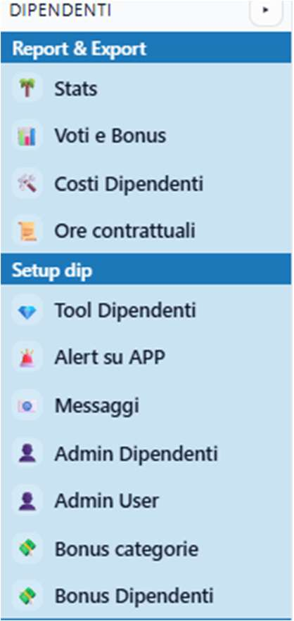 Menu dipendenti e bonus